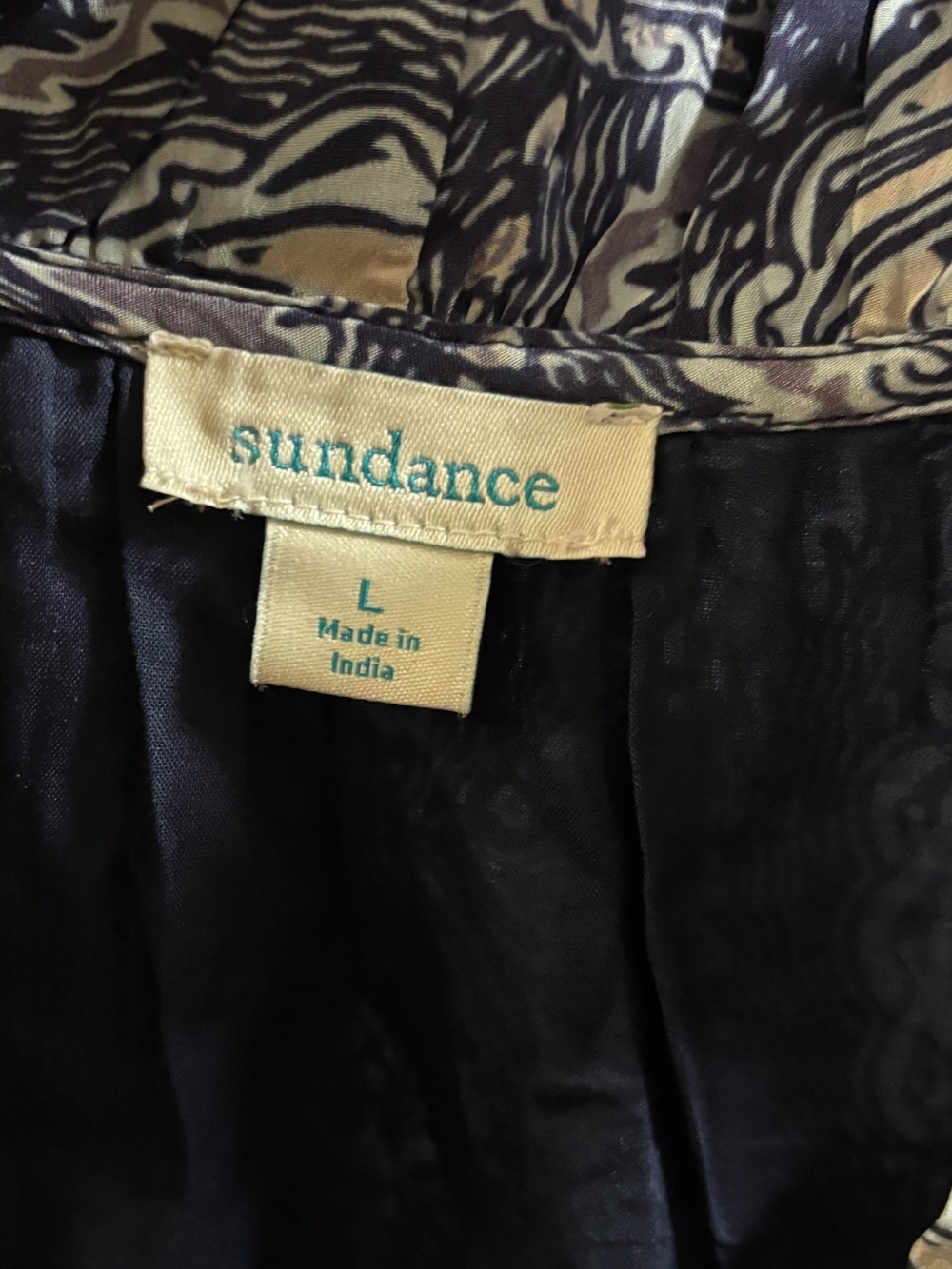 Sundance large v neck ruffle blue white paisley midi dress nautical beachy lined - Picture 5 of 8